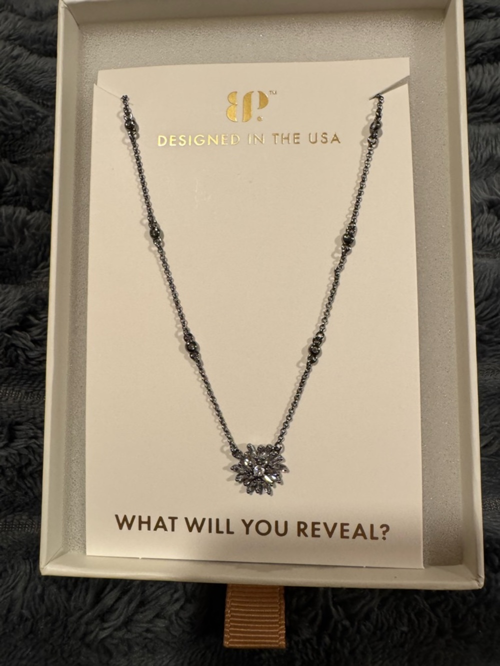 Lumina Floral Crystal Pendant Necklace - Hematite